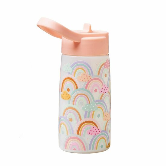 Chic Mic Bioloco Plant Tiny Traveller Bottle met rietje, print Rainbow in the sky