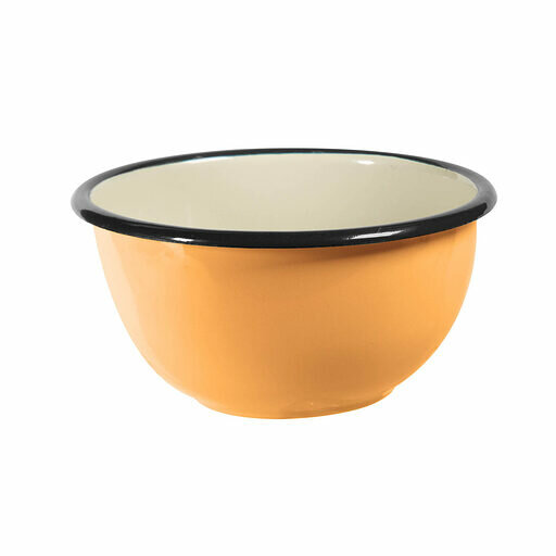Ah Table enamel bowl, emaillen kom in geel
