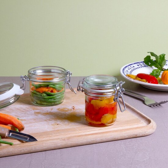 Glazen bewaar potjes met klemsluiting van Ah Table