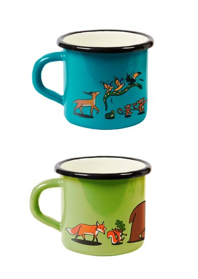 Ah table metalen kinderbekers met oor, emaillen mok groen of blauw