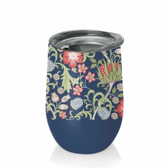 Chic Mic Bioloco Office Cup Virginia, blauwe rvs beker met bloemen