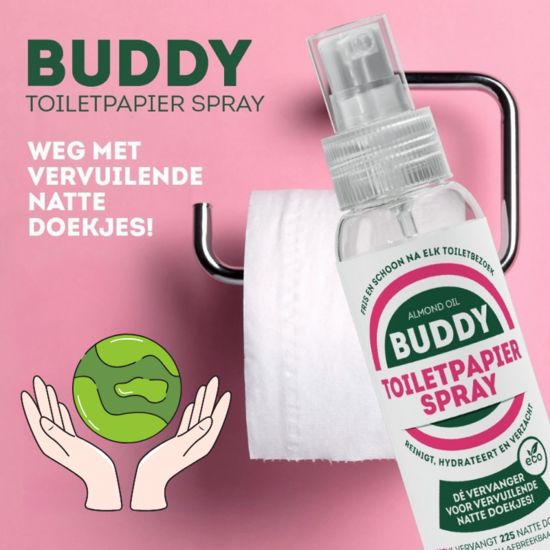 Buddy Toiletspray om zelf vochtig toiletpapier te maken