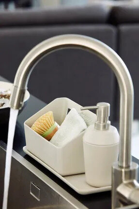 Point Virgule afwasborstel met bamboevezel bakje