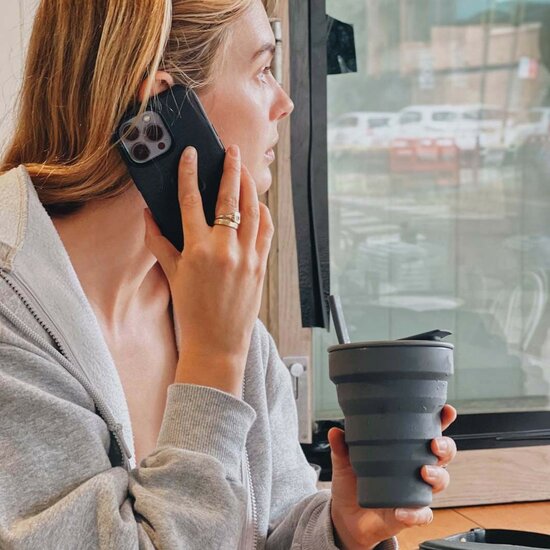 Hunu opvouwbare beker met rietje van siliconen bij Greenpicnic