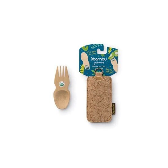 Bambu Spork en Cork, vork en lepel met etui van kurk