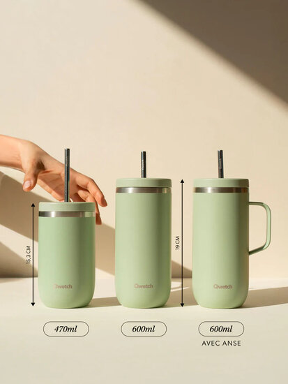 Qwetch Cold Cups geisoleerde bekers van rvs met rietje