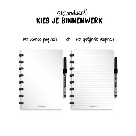 Correctbook met lijntjes of blanco pagina