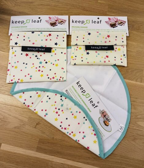 Keep Leaf lunchzakjes en foodwrap met STars print bij Greenpicnic
