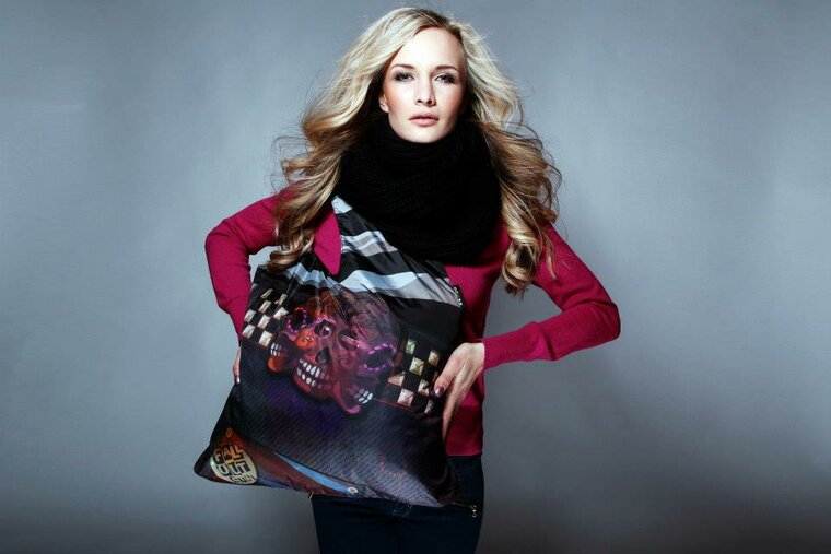 Ecozz opvouwbare tas met doodshoofd print