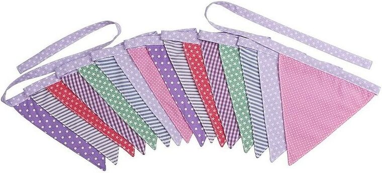 Sindibaba wimpel ketting, roze vlaggenlijn van katoen - GreenPicnic