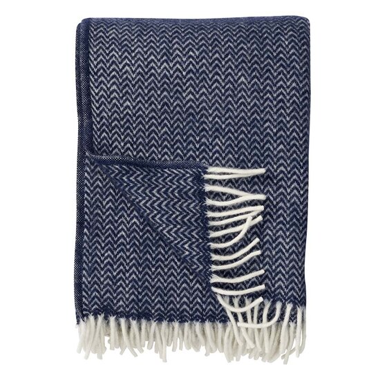 Klippan eco lamswollen deken Chavron Dark Denim