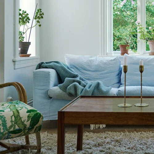 Klippan deken van eco wol in lichtblauw