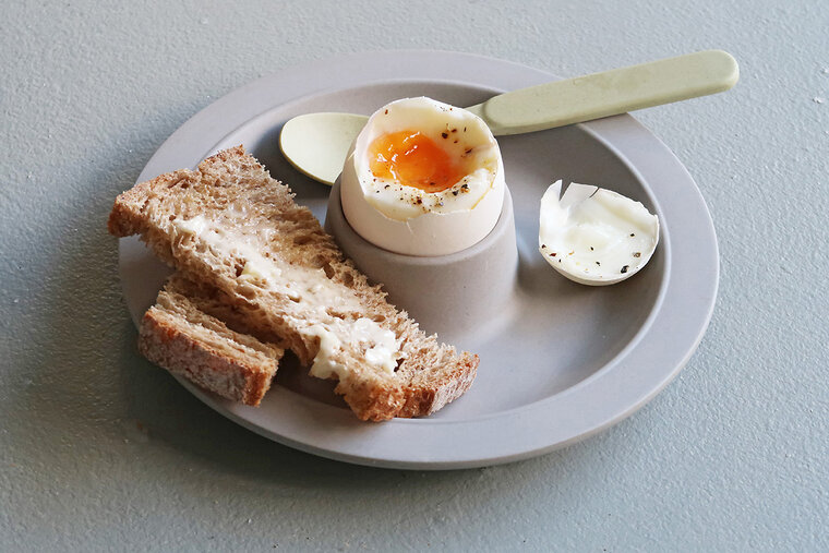 Zuperzozial Dippy Egg Stone Grey, Bamboe eierhouder