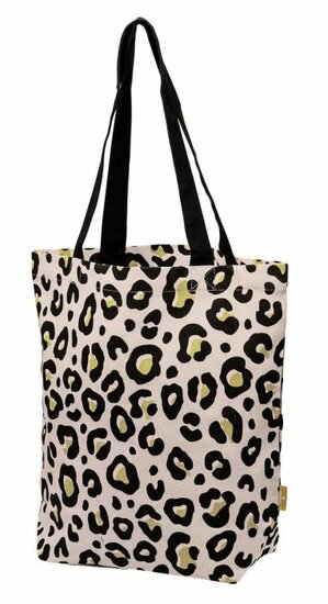 Moses Shopper Leo, schoudertas van biologisch katoen met panter print