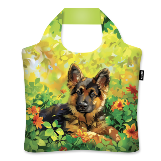 Ecozz opvouwbare shopper met rits van recycled PET Puppy in the Garden