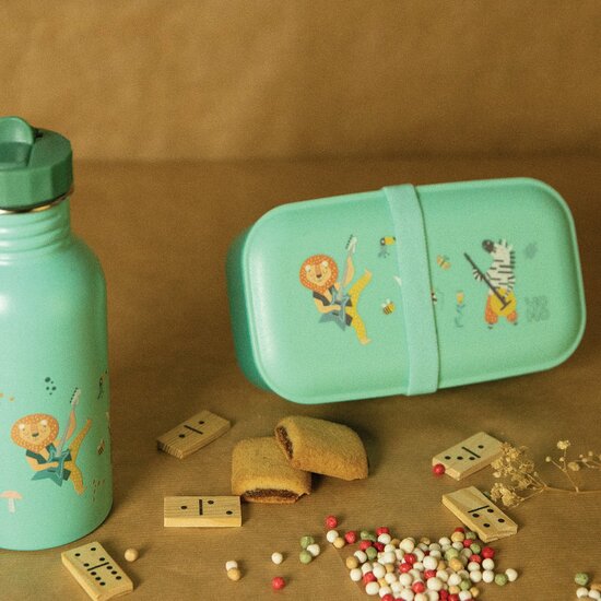 Mintgroene snackbox met animal music print