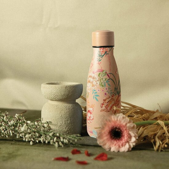 Dubbelwandig mini flesje met bloemen print