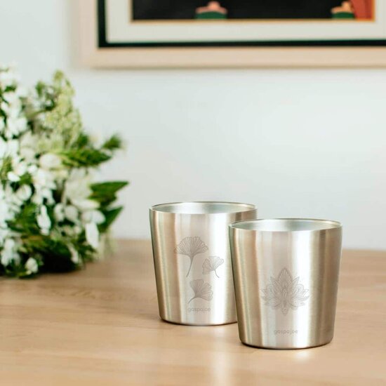 Dubbelwandige rvs bekertjes met gravure bij Greenpicnic