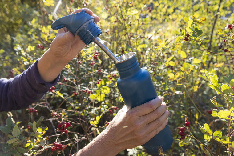 RVS rietje in Klean Kanteen Classic Bottle met Flip Seal Sport Cap