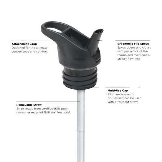Sportdop met RVS rietje en drinktuit van KLean Kanteen