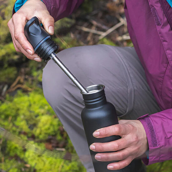Klean Kanteen Flip Seal Sport Cap met RVS rietje in Classic fles