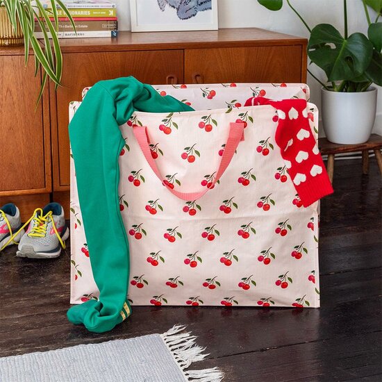 REX ondon Jumbo Shopper van gerecycled plastic met kersjes print