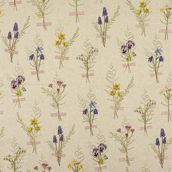 wegwerp servetten van gerecycled papier met herbarium print