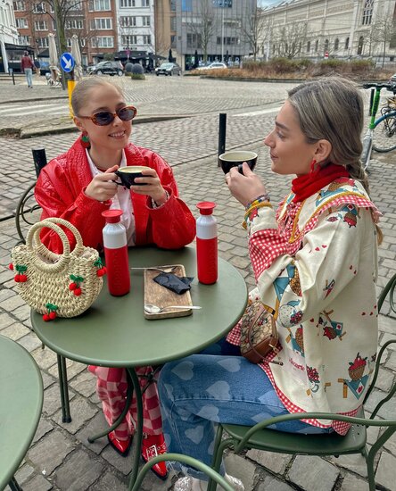 Dopper Simply Red, drinkfles met beker in rood