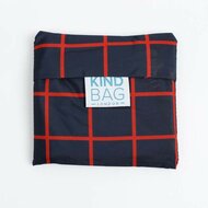 Duurzame rPET shopper met blauw-rode ruit print - Kind Bag bij GreenPicnic