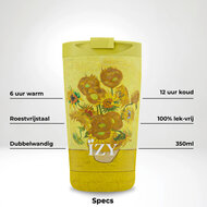 IZY Mugs van Gogh collectie, thermosfles met Zonnebloemen print van Vincent van Gogh
