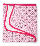 Keep Leaf Strolle Blanket Floral, roze wiegdeken van biologisch katoen