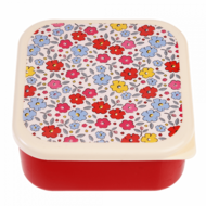 Rode snackdoosjes set met bloemen deksel bij GreenPicnic