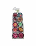Olino Fairtrade waxinelichtjes met bloem in mix kleuren