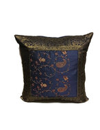 Greenpicnic Fairtrade kussentje in blauw met borduursel