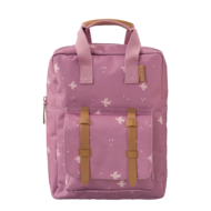 Fresk Backpack Small Swallow, roze rugtas met vogel print