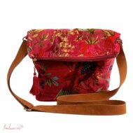 Imbarro Cross Bag Paradise Magenta, schoudertas met vogel print