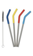 Klean Kaneen straws multi color, RVS rietjes met borsteltje Greenpicnic