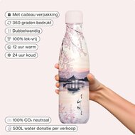 Izy RVS drinkflessen met Amandelbloesem print Sunset Lake