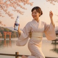 Geisha met Izy Bottle RVS drinkfles Sunset Lake