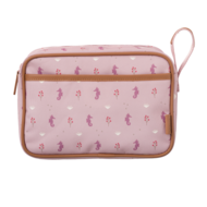Fresk Wash Bag Seahorse, roze toilettas met zeepaardjes