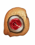 Kokosnoot geurkaars met rode bloem