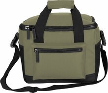 Olijfgroene koeltas met draagriem van gerecycled plastic