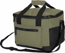 Olijfgroene r-PET koeltas met draagriem