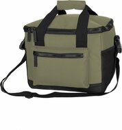 Olijfgroene r-PET koeltas met draagriem