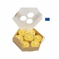 Bijenwas theelichtjes met glazen waxinelichtje Ecodis