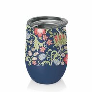 Chic Mic Bioloco Office Cup Virginia, blauwe rvs beker met bloemen