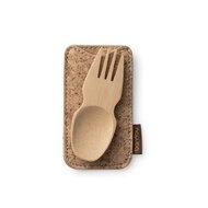 Bambu spork van bamboehout met etui van kurk