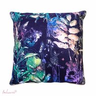 Imbarro Ivy Cushion, paars kussen met bladeren print Greenpicnic