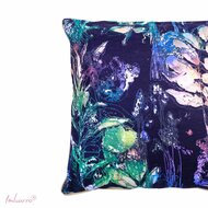 Imbarro Ivy Cushion, paars kussen met bladeren print Greenpicnic