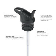 Klean Kanteen flip seal sport cap black, dop met rietje